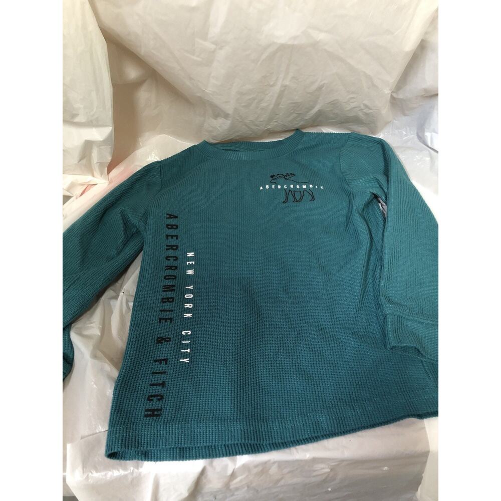 Abercrombie Fitch Green Waffle Thermal Boys Sz 5/6 Moose Logo